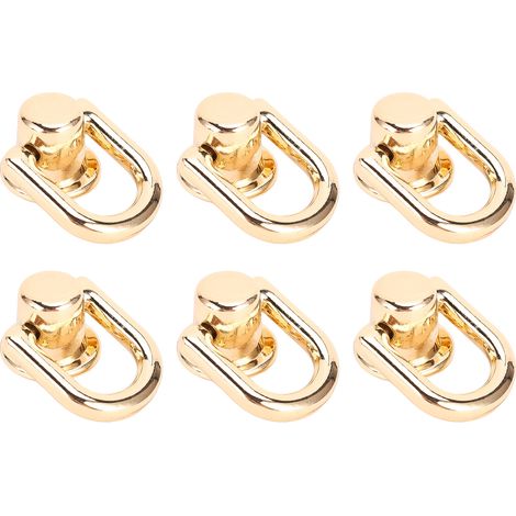 Lot de 20 rivets en forme de D, vis métalliques, 16 x 12 mm, rotation à 360°, pour la création de bijoux en cuir (colliers, ceintures, sacs à main, etc.), couleur or. (1/5)
