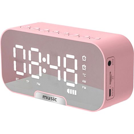 Réveil numérique pour enfants, réveil lumineux, horloge numérique avec minuterie de sommeil, chargeur USB, horloge miroir pour chambre (rose)
