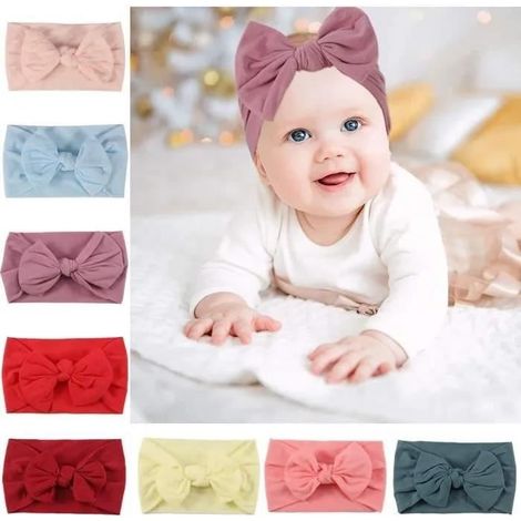 AS22 8 Multicolor Bébé Filles Bandeau Bébé Turban Bandeau élastique Noué Bandeaux Bowknot Bandeau pour Tout petits Bébés Coiffure-Ywey