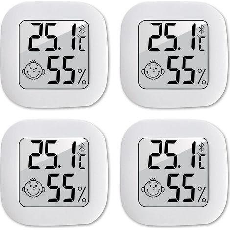 Termometro igrometro per interni, 4 pezzi Mini termometro digitale ad alta precisione Monitor portatile di temperatura e umidità -50 ℃ 70 ℃ per spogliatoio/magazzino/cameretta/soggiorno (1/4)