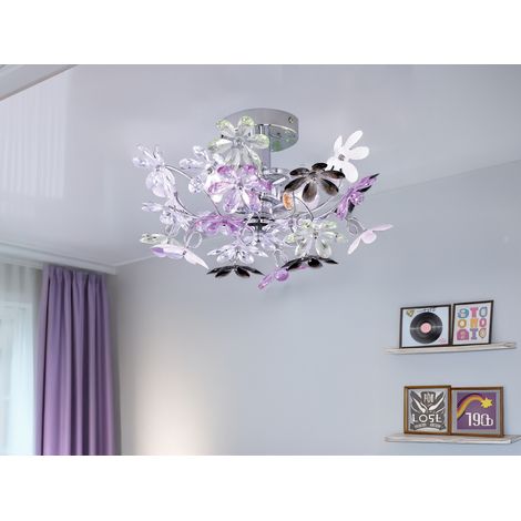 Verspielte Deckenleuchte FLOWER im floralen Design, Chrom Multicolor Ø 38cm (1/5)