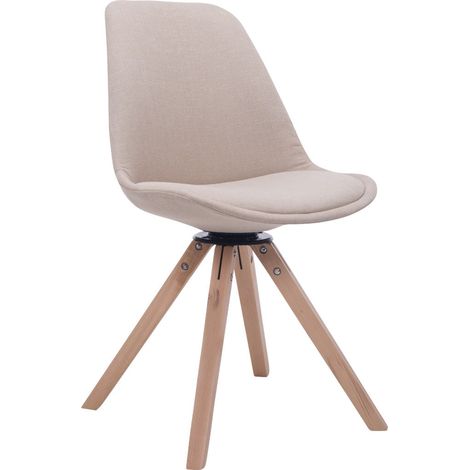 Silla de comedor x1 Silla para visitas giratoria 360° de tela color crema, base de madera cuadrada clara 100003474