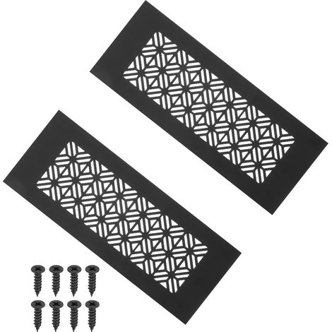 2 Pièces Grille Ventilation 200 x 80 mm, Grille D'aération De Porte, Grille De Ventilation, Grille de ventilation en aluminium,Avec Vis De Montage Pour Cabinet Armoire Porte, Noir (1/5)