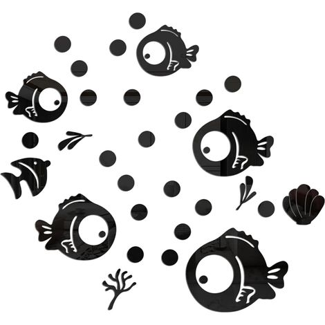 30 Pièces Stickers Muraux Poissons et Bulles Autocollant Mural (1/5)