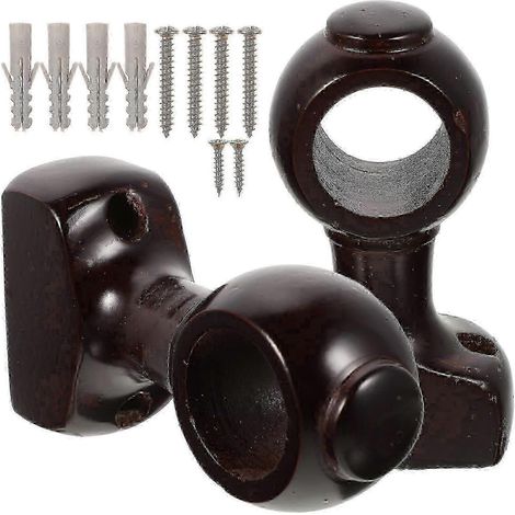 Lot de 2 supports de tringle à rideaux robustes en bois, 12,1 x 5,7 cm, crochets marron pour une suspension solide. (1/3)