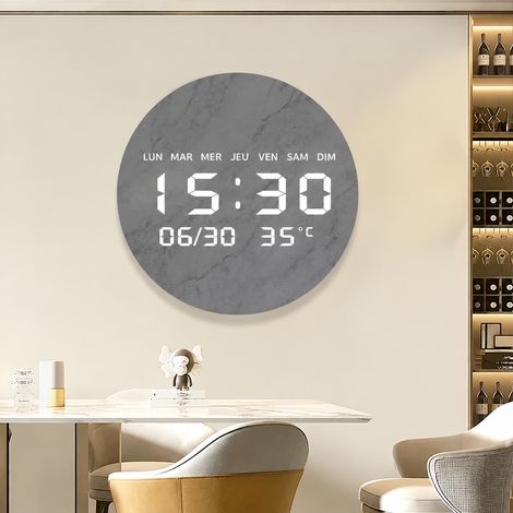 Horloge murale numérique LED ronde moderne JG1001-4 300 mm date température acrylique salon chambre 48 × 31 × 46 cm – Livraison gratuite