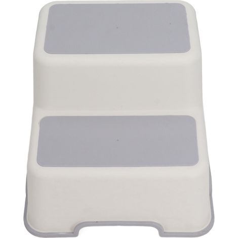 Tabouret à 2 marches pour enfants, en plastique épais, antidérapant et multifonctionnel, idéal pour la salle de bain et la cuisine. (1/5)