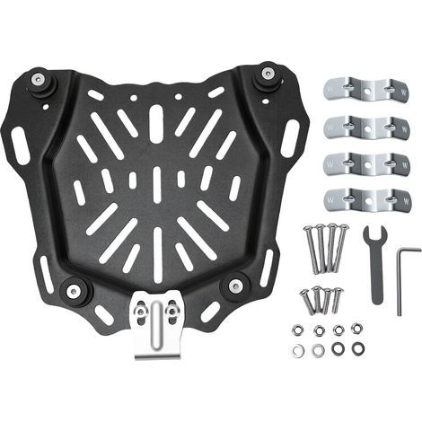 Support coffre moto acier carbone, plaque base boîte arrière pour 25 L-65 L (1/5)