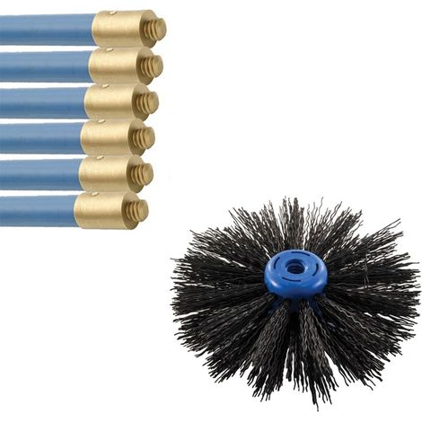 Bailey Drain Chimney Flue Cleaning Set 6x Drain Rods BAI1600 16"" Brush BAIZ5689