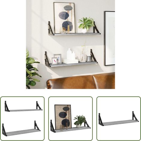 Wandregale - Wandregale 2 Stk. Grau Sonoma 60x15x15,5 cm (1/5)