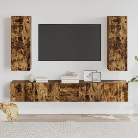 vidaXL 5 Piece TV Cabinet Set Smoked Oak Engineered Wood (1/5)