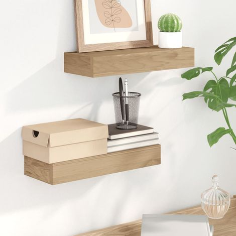 Estantes de pared 2 unidades madera maciza de teca 40x15x4 cm vidaXL (1/5)