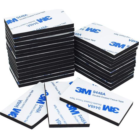 Patins de montage adhésifs double face en mousse, 40 pièces. Patins de montage adhésifs en mousse noire très résistants, 50 x 30 mm. (1/5)