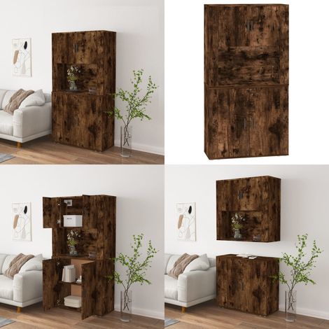 Buffet haut Chêne fumé Bois d'ingénierie - Buffet Design - Buffet Moderne - Buffet En Bois - Buffet Rangement - Buffet Mural - Home & Living (1/5)