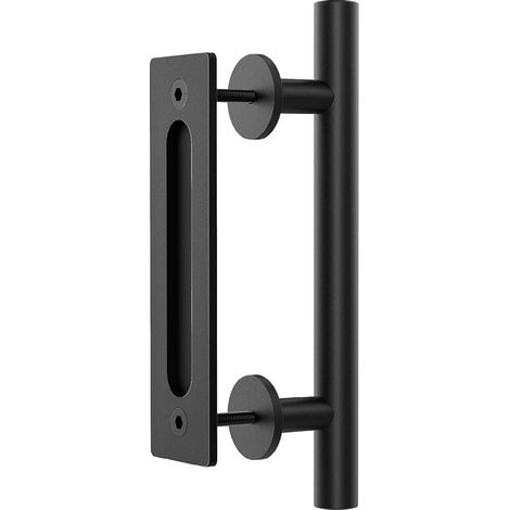 Poignée De Porte Coulissante - 30 Cm - Noir - Pour Portails Garages Armoires - Épaisseur Porte 3,5 À 4,4 Cm - 1 Pièce