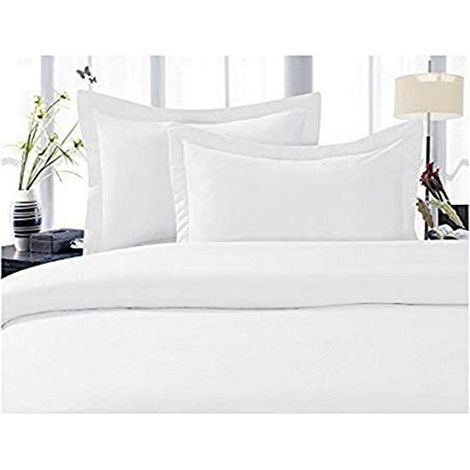 Housse de Couette 1500 Fils égyptien Doux Rides Gratuit de Couette 3 pièces, Full/Queen, Blanc