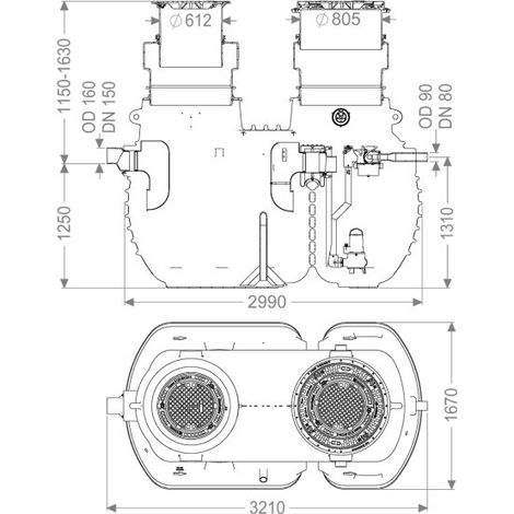 KESSEL 96007-DR-170B Séparateur de graisses EasyClean encastré