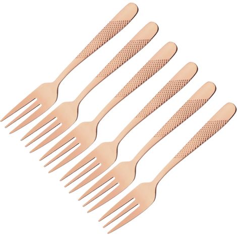 (Or rose, 6 pièces) Fourchettes à thé, couverts en acier inoxydable