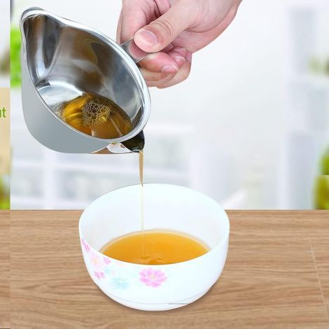 250ml Saucière Séparatrice de Graisse, Graisse en Acier Inoxydable Bol Soupe Filtre à l'huile, Séparateur D'huile Hepler de Cuisine pour Filtre à Graisse le Filtrage Liquide (1/4)
