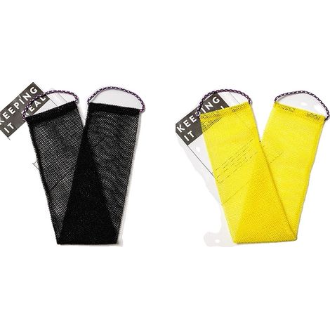 Spugna da bagno esfoliante, versatile, 2 pezzi - nera e gialla (1/2)