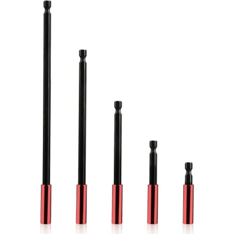 5PCS Porte Embout Visseuse Magnétique 1/4" Tige Hexagonale Rallonge Embout Visseuse 50/60/ 100/150/ 300 mm pour Perceuses électrique Tournevis, Visseuseet Clé à Choc (1/5)