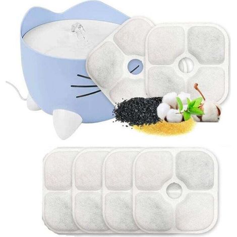 6er-Pack Ersatzfilterkartuschen für Trinkbrunnenfilter mit dreilagigem Aktivkohle-Harzfiltersystem für Trinkbrunnen und Katzen - Crezuo