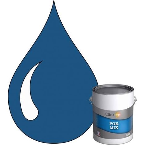 Peinture d'Accroche et Finition 2 en 1 - POK - POK MIX Bleu - Acrylique Satinée - 1L - RAL 5019 (1/4)