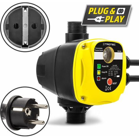 Trotec – Contacteur manométrique TDP DSA – Pressostat électronique pour pompes jusqu'à 10 bars – Protection contre marche à sec – Indice IP54