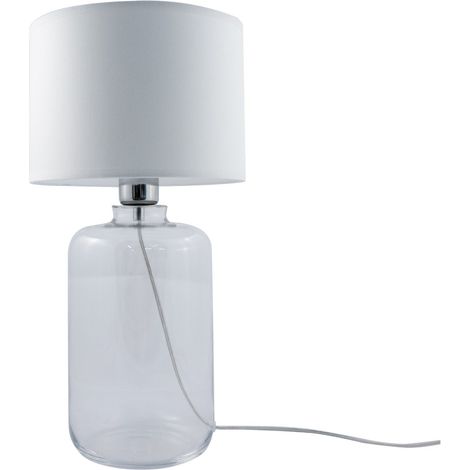 Lampe table verre abat-jour blanc 41cm E27 Samasun (1/4)