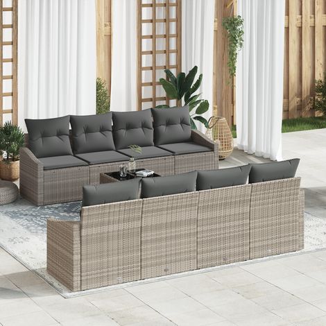 Sofa Set 9 pcs Light Grey [Synthetic]: Poly Rattan vidaXL (1/5)