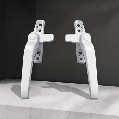 Barre droite blanche Poignée de fenêtre universelle de remplacement droite/gauche en alliage d'aluminium avec serrures pour double vitrage, porte de fenêtre à bascule, sécurité (1/5)