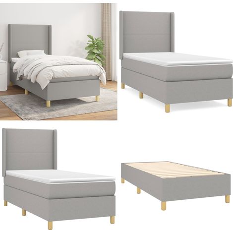 Boxspringbett mit Matratze Hellgrau 90x190 cm Stoff - Boxspringbett - Doppelbett - Bettenrahmen - Lattenrost - Liegekomfort - Home & Living (1/5)