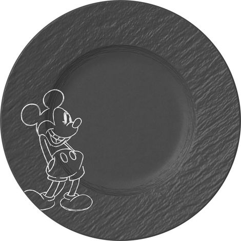 assiette à dessert, noir, résistant au lave-vaisselle/micro-ondes, look ardoise avec décor (1/5)