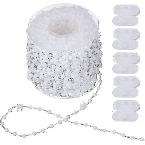 KLVGTIFS PU - Chaînette de 20 m pour store vertical - Accessoires pour stores verticaux et 5 connecteurs pour cordon - Chaînette inférieure pour lames de 89 mm, blanche (1/5)