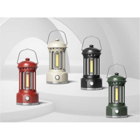 Lampe Camping - Lampe Suspendue LED Rétro Rechargeable - Antouragan - Alimentation Batterie - Noir - 1 Pièce (1/4)
