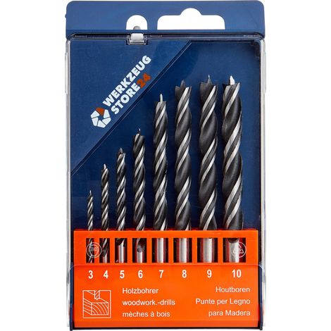 WS24 Holzbohrersatz 3 - 10 mm zylindrisch 8tlg. in Kunststoffkassette - WS24-100099