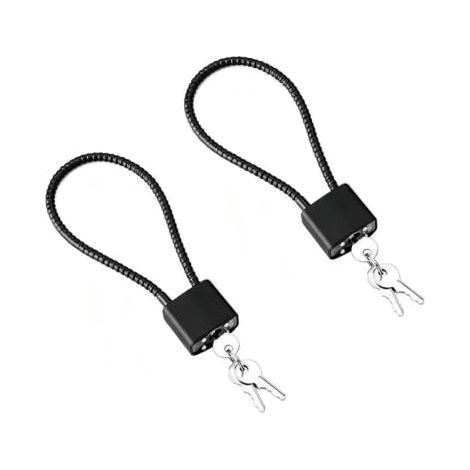 Lot de 2 Cadenas Clé Noir 28cm Cadenas Longue Tige en Acier Chaine Cadenas (1/5)