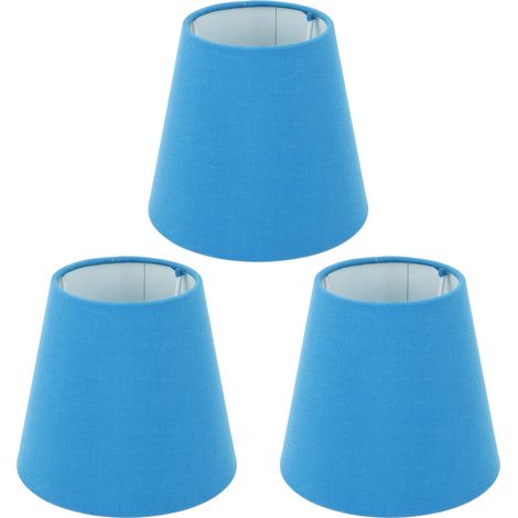 3-teiliges Retro-Lampenschirm-Set aus blauem Stoff, E14-Fassung, modern, mit Staubschutz für Schlafzimmer und Nachttisch. (1/5)