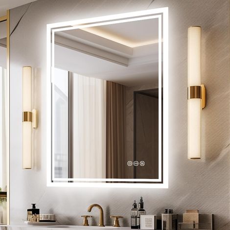 Specchio da Bagno con LED Luce Retroilluminato Rettangolare 50x70cm Specchio Smart (1/5)