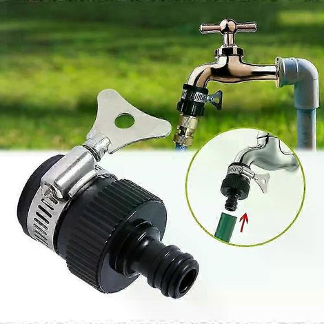 Universeller Wasserhahn-Anschlussadapter, Schnellkupplung, verstellbarer Gartenschlauchanschluss, Schwarz-JXLGV (1/5)