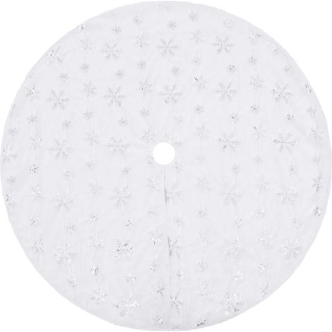 Jupe de sapin de Noël de luxe blanche 122 cm en fausse fourrure (1/5)