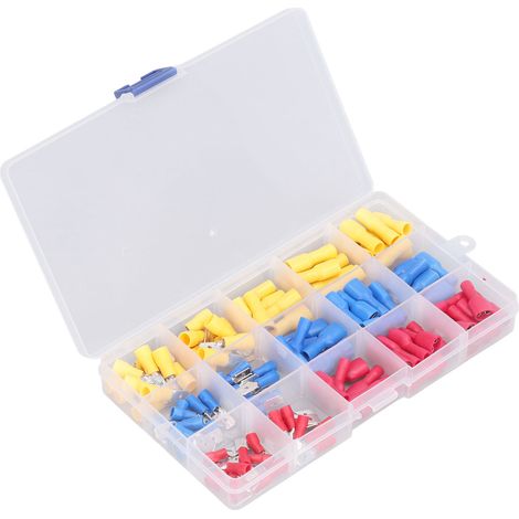 Connecteurs électriques à cosse plate mâle femelle, 120 pièces, cuivre, isolant PVC, bornes à sertir. (1/5)