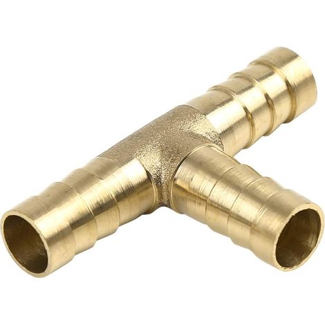 Raccord Laiton 10mm Té 3 Voies Ton Or 1pc pour Air Huile Eau Couleur Ton Or, Diamètre Intérieur 8.5mm, Diamètre Extérieur 10mm, Résistance Corrosion, Pneumatiques, Hydrauliques (1/4)