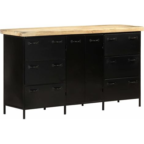 vidaXL Buffet 140x38x76 cm Bois de manguier brut (1/5)