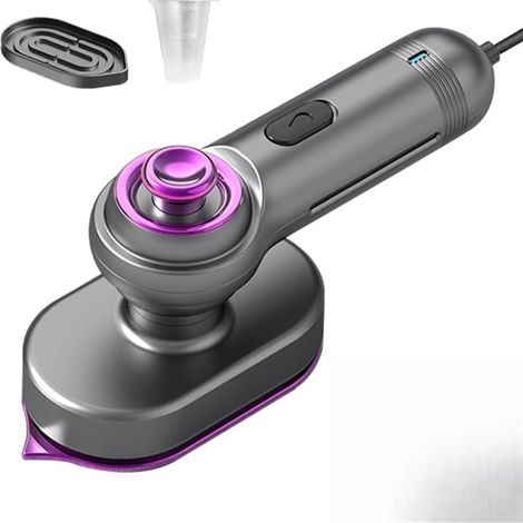 Défroisseur vapeur portable gris, poignée rotative, fer vapeur compact, anti-plis vêtements maison voyage bureau (1/5)