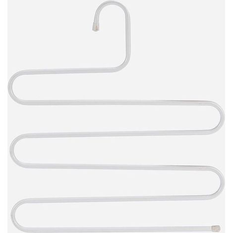 (14,17 x 14,17 pouces, lot de 2, blanc) S-Type en acier inoxydable vêtements pantalons cintres placard rangement organisateur pour pantalons jeans écharpe à suspendre (1/5)