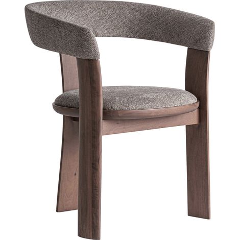 Chaise contemporaine en tissu taupe et bois - taupe et noyer (1/5)