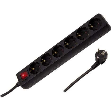 Base Múltiple 6 Enchufes Tipo F Schuko 3m  Negro