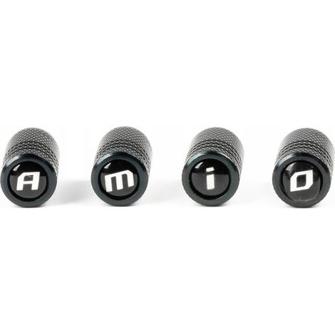 Tapones de válvula de aluminio, negros, AMIO-03277 (1/4)