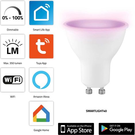 Intelligente LED-WLAN-Lampe, RGB, dimmbar, GU10-Fassung